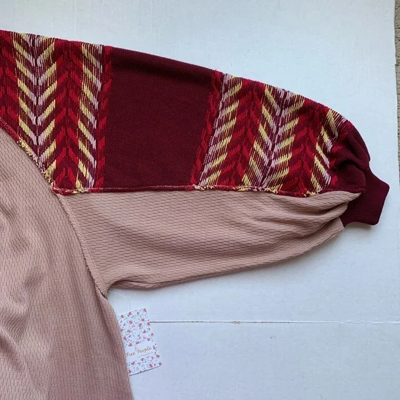 NWOT Free People Rainbow Dreams Sweater Swit Top Arizona Sands Pink Sma… - Picture 4 of 9